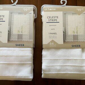 at home Celeste Stripe Rod Pocket White Sheer Panels - 2 pack